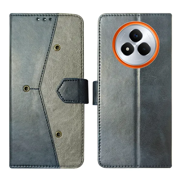 Blue_Artificial_Leather_See_Through_Design_Magnetic_Case_For_Realme_Narzo_80_pro