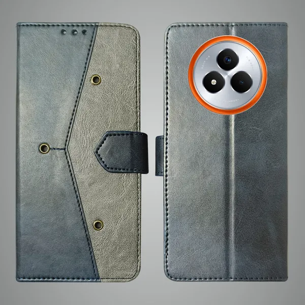 Blue_Artificial_Leather_See_Through_Design_Magnetic_Case_For_Realme_Narzo_80_pro
