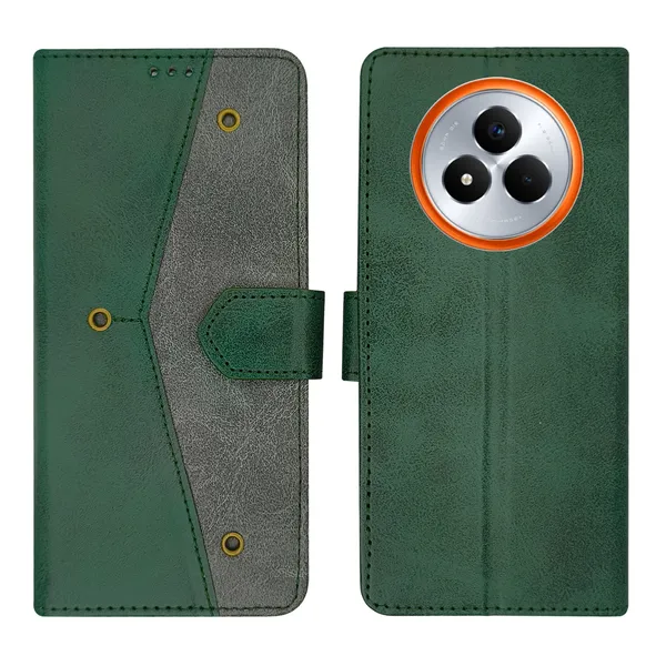 Green_Artificial_Leather_See_Through_Design_Magnetic_Case_For_Realme_Narzo_80_pro