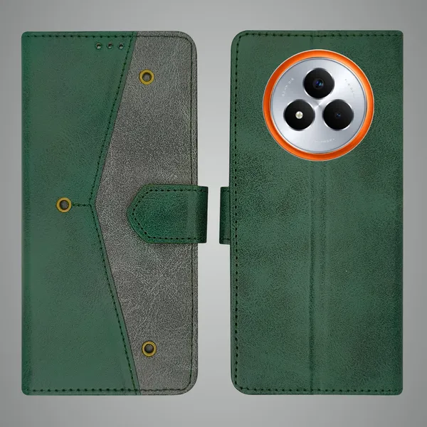 Green_Artificial_Leather_See_Through_Design_Magnetic_Case_For_Realme_Narzo_80_pro