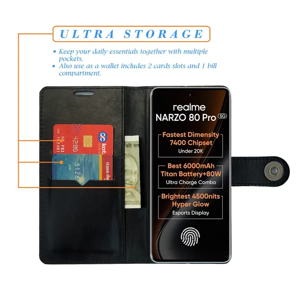 Black_Artificial_Leather_See_Through_Design_Magnetic_Case_For_Realme_Narzo_80_pro