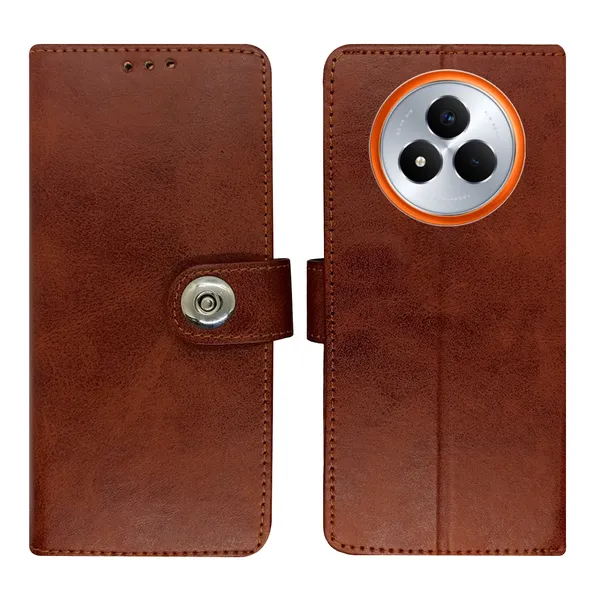 Brown_Artificial_Leather_See_Through_Design_Magnetic_Case_For_Realme_Narzo_80_pro