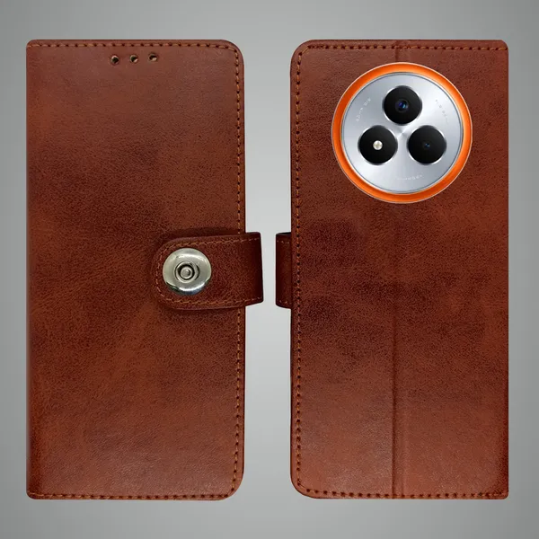 Brown_Artificial_Leather_See_Through_Design_Magnetic_Case_For_Realme_Narzo_80_pro