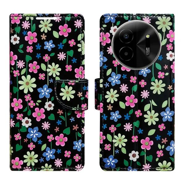 Black_Artificial_Leather_See_Through_Design_Magnetic_Case_For_Lava_blaze_X_5G