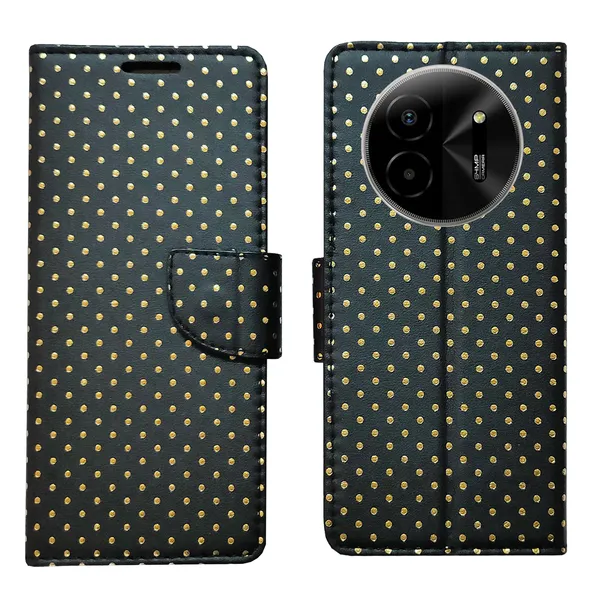 Black_Artificial_Leather_See_Through_Design_Magnetic_Case_For_Lava_blaze_X_5G