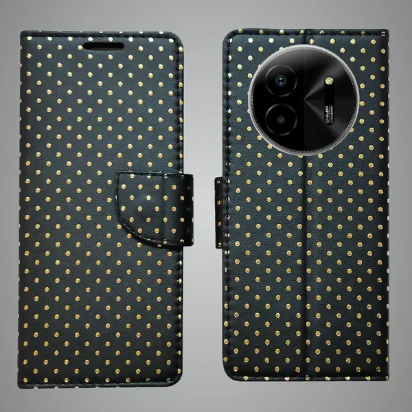 Black_Artificial_Leather_See_Through_Design_Magnetic_Case_For_Lava_blaze_X_5G