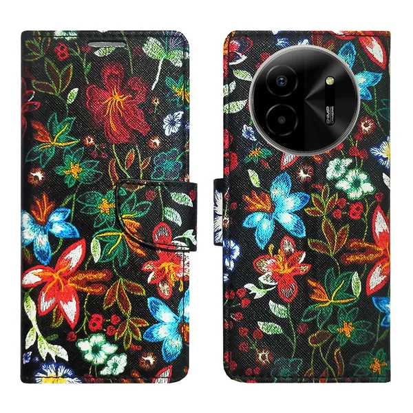 Black_Artificial_Leather_See_Through_Design_Magnetic_Case_For_Lava_blaze_X_5G