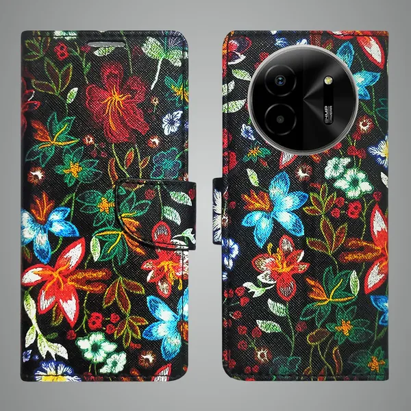Black_Artificial_Leather_See_Through_Design_Magnetic_Case_For_Lava_blaze_X_5G