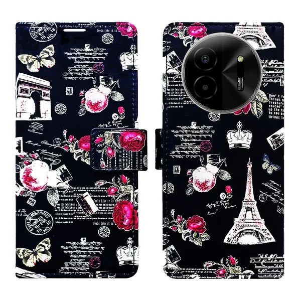 Black_Artificial_Leather_See_Through_Design_Magnetic_Case_For_Lava_blaze_X_5G