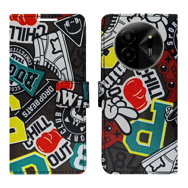 Black_Artificial_Leather_See_Through_Design_Magnetic_Case_For_Lava_blaze_X_5G