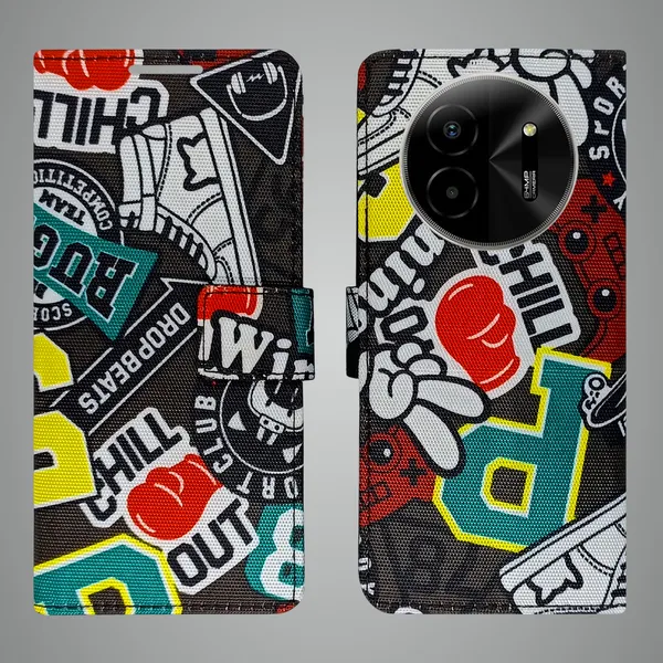 Black_Artificial_Leather_See_Through_Design_Magnetic_Case_For_Lava_blaze_X_5G
