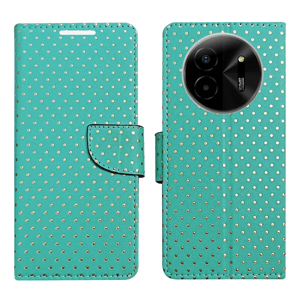 Green_Artificial_Leather_See_Through_Design_Magnetic_Case_For_Lava_blaze_X_5G