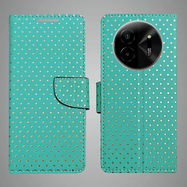 Green_Artificial_Leather_See_Through_Design_Magnetic_Case_For_Lava_blaze_X_5G