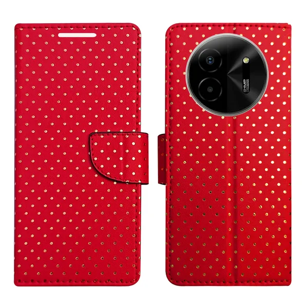 Red_Artificial_Leather_See_Through_Design_Magnetic_Case_For_Lava_blaze_X_5G