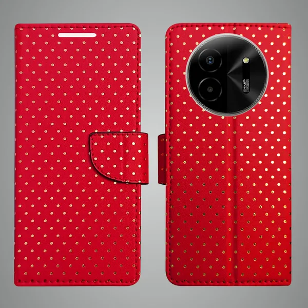 Red_Artificial_Leather_See_Through_Design_Magnetic_Case_For_Lava_blaze_X_5G