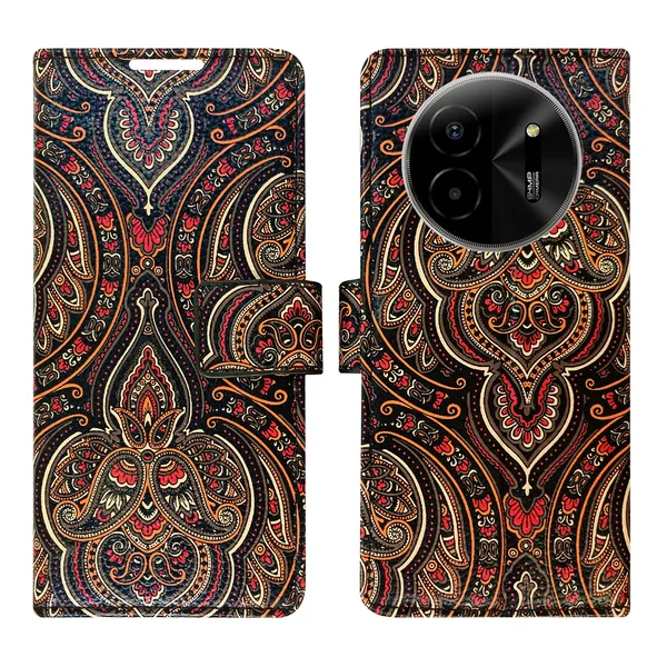 Black_Artificial_Leather_See_Through_Design_Magnetic_Case_For_Lava_blaze_X_5G