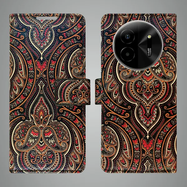 Black_Artificial_Leather_See_Through_Design_Magnetic_Case_For_Lava_blaze_X_5G