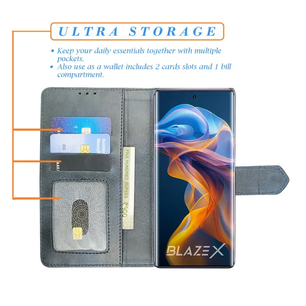 Blue_Artificial_Leather_See_Through_Design_Magnetic_Case_For_Lava_blaze_X_5G