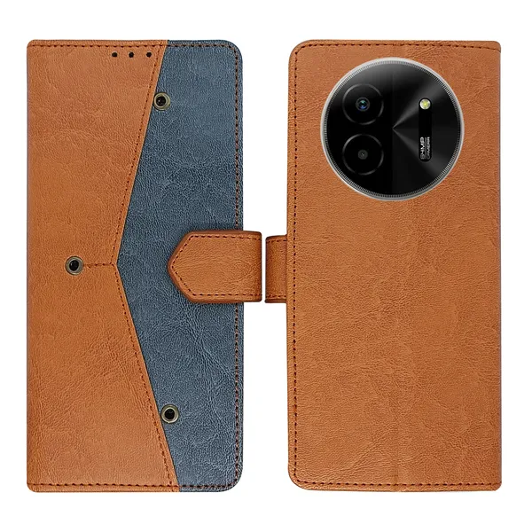 Brown_Artificial_Leather_See_Through_Design_Magnetic_Case_For_Lava_blaze_X_5G