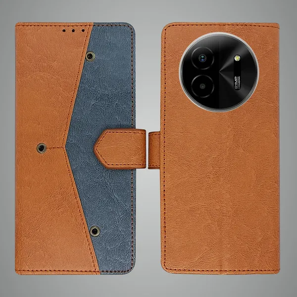 Brown_Artificial_Leather_See_Through_Design_Magnetic_Case_For_Lava_blaze_X_5G