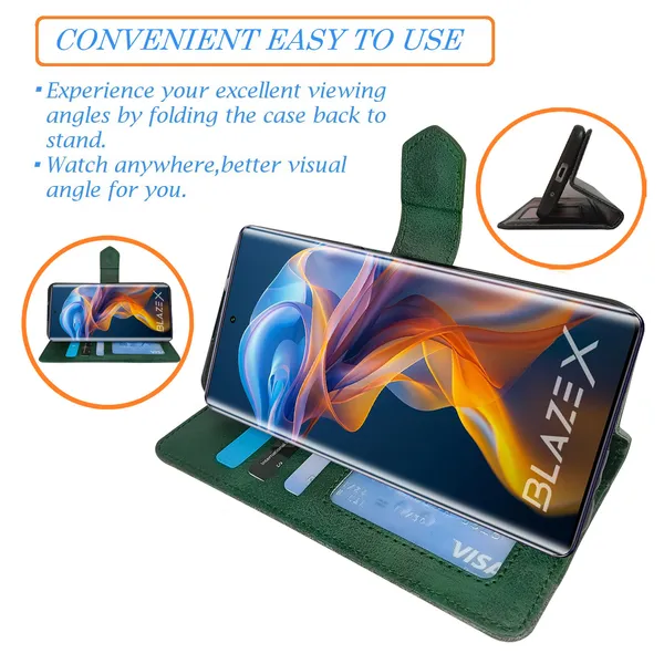 Green_Artificial_Leather_See_Through_Design_Magnetic_Case_For_Lava_blaze_X_5G