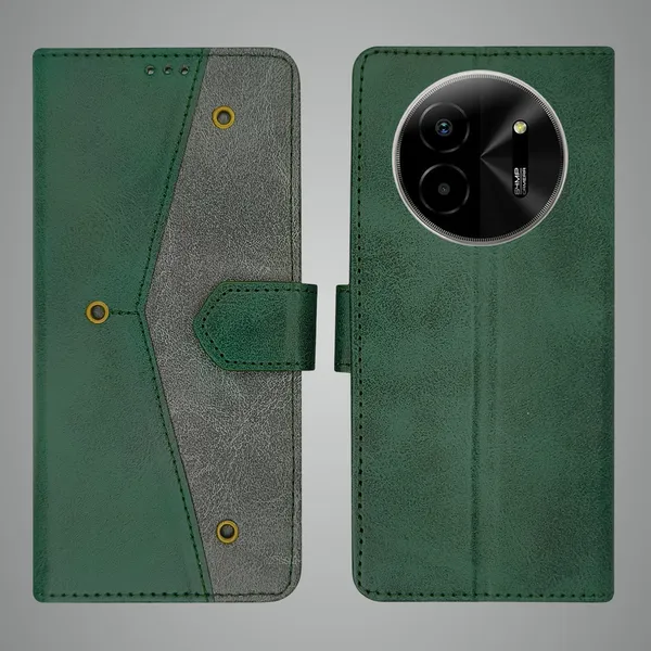 Green_Artificial_Leather_See_Through_Design_Magnetic_Case_For_Lava_blaze_X_5G