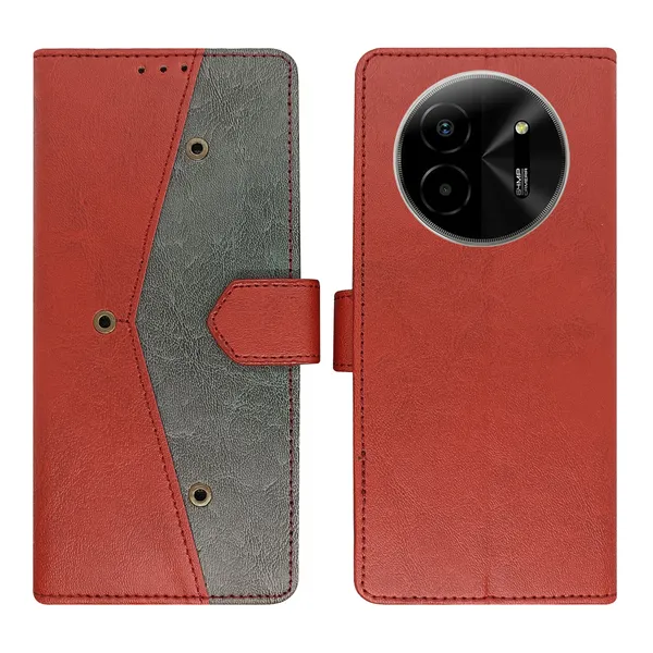 Red_Artificial_Leather_See_Through_Design_Magnetic_Case_For_Lava_blaze_X_5G