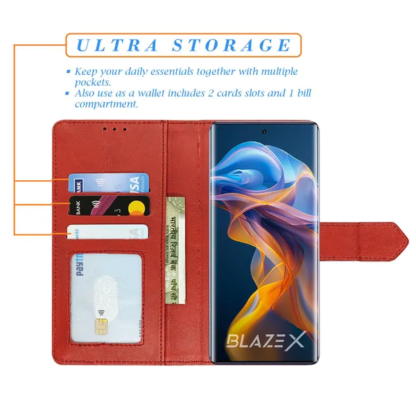 Red_Artificial_Leather_See_Through_Design_Magnetic_Case_For_Lava_blaze_X_5G