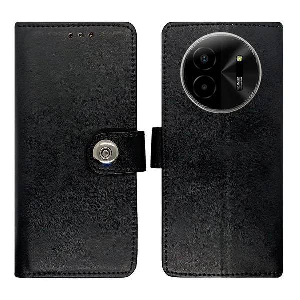 Black_Artificial_Leather_See_Through_Design_Magnetic_Case_For_Lava_blaze_X_5G
