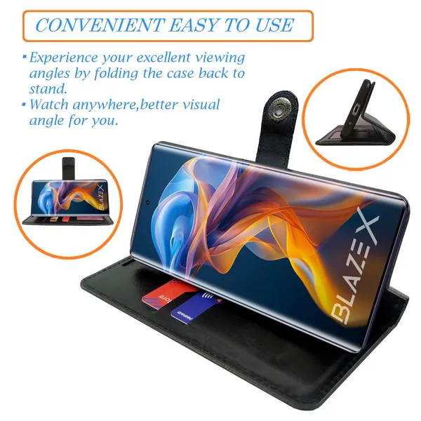 Black_Artificial_Leather_See_Through_Design_Magnetic_Case_For_Lava_blaze_X_5G