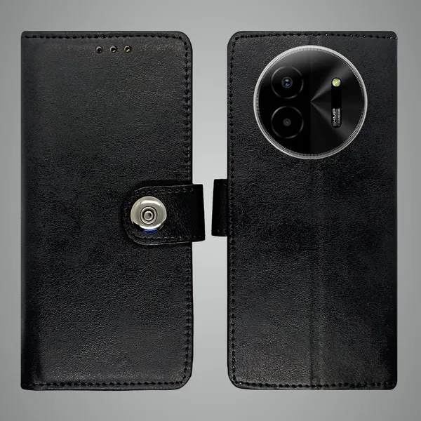 Black_Artificial_Leather_See_Through_Design_Magnetic_Case_For_Lava_blaze_X_5G