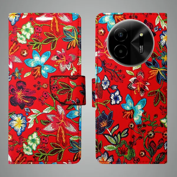 Red_Artificial_Leather_See_Through_Design_Magnetic_Case_For_Lava_blaze_X_5G