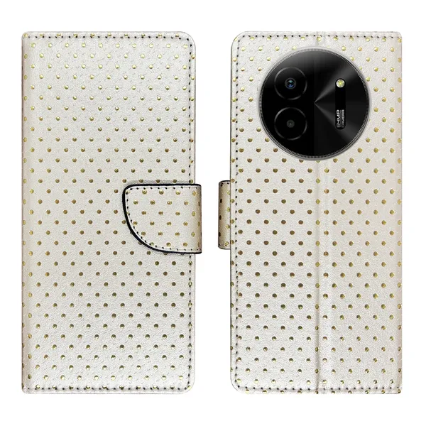 White_Artificial_Leather_See_Through_Design_Magnetic_Case_For_Lava_blaze_X_5G