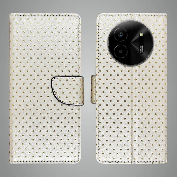 White_Artificial_Leather_See_Through_Design_Magnetic_Case_For_Lava_blaze_X_5G