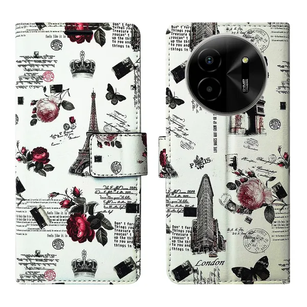White_Artificial_Leather_See_Through_Design_Magnetic_Case_For_Lava_blaze_X_5G