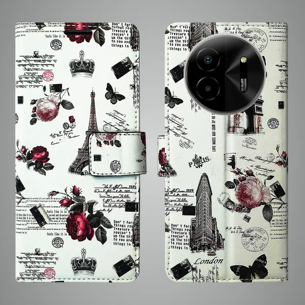 White_Artificial_Leather_See_Through_Design_Magnetic_Case_For_Lava_blaze_X_5G