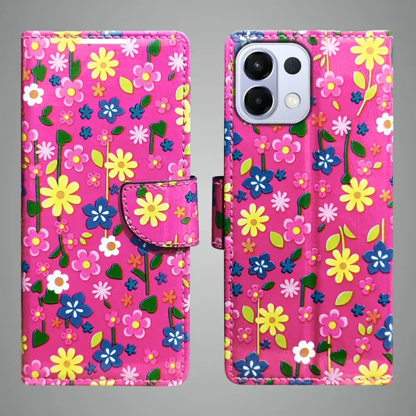 Pink_Artificial_Leather_See_Through_Design_Magnetic_Case_For_Oppo_K13_5G