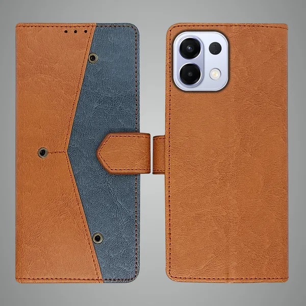 Brown_Artificial_Leather_See_Through_Design_Magnetic_Case_For_Oppo_K13_5G