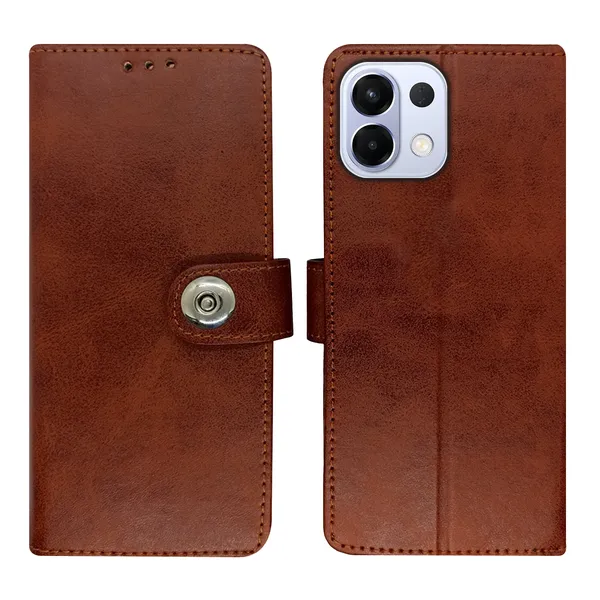 Brown_Artificial_Leather_See_Through_Design_Magnetic_Case_For_Oppo_K13_5G