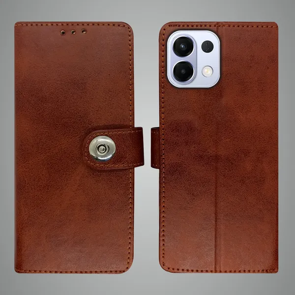 Brown_Artificial_Leather_See_Through_Design_Magnetic_Case_For_Oppo_K13_5G