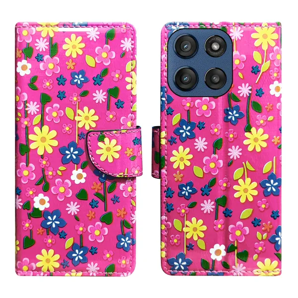 Pink_Artificial_Leather_See_Through_Design_Magnetic_Case_For_Moto_Edge_60_Stylus