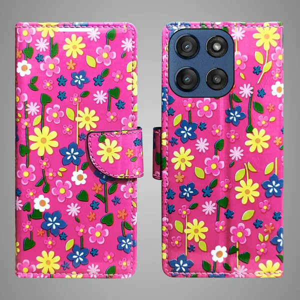 Pink_Artificial_Leather_See_Through_Design_Magnetic_Case_For_Moto_Edge_60_Stylus