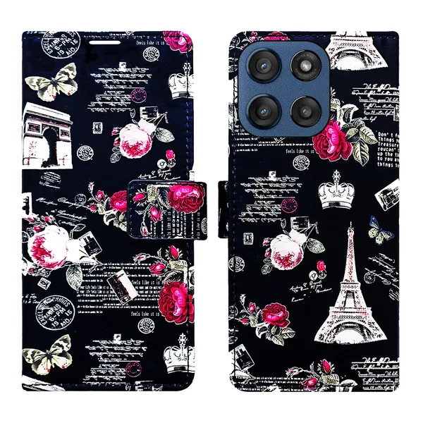Black_Artificial_Leather_See_Through_Design_Magnetic_Case_For_Moto_Edge_60_Stylus