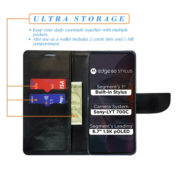 White_Artificial_Leather_See_Through_Design_Magnetic_Case_For_Moto_Edge_60_Stylus