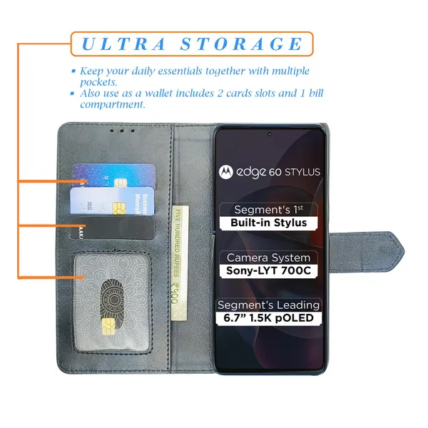 Blue_Artificial_Leather_See_Through_Design_Magnetic_Case_For_Moto_Edge_60_Stylus