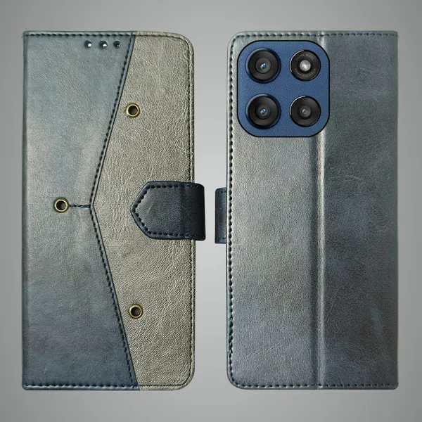 Blue_Artificial_Leather_See_Through_Design_Magnetic_Case_For_Moto_Edge_60_Stylus