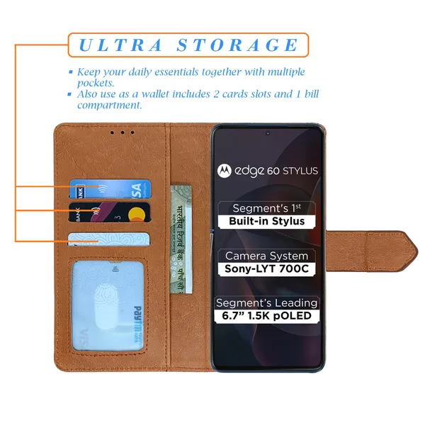 Brown_Artificial_Leather_See_Through_Design_Magnetic_Case_For_Moto_Edge_60_Stylus