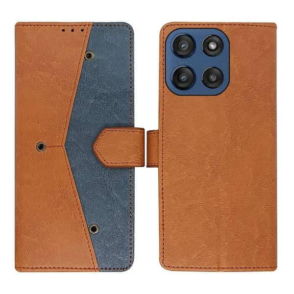 Brown_Artificial_Leather_See_Through_Design_Magnetic_Case_For_Moto_Edge_60_Stylus