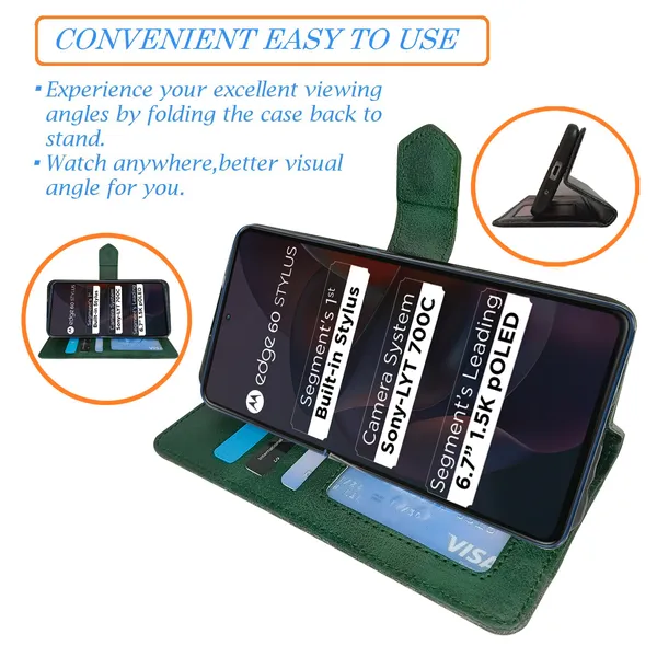 Green_Artificial_Leather_See_Through_Design_Magnetic_Case_For_Moto_Edge_60_Stylus