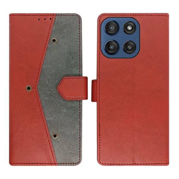 Red_Artificial_Leather_See_Through_Design_Magnetic_Case_For_Moto_Edge_60_Stylus